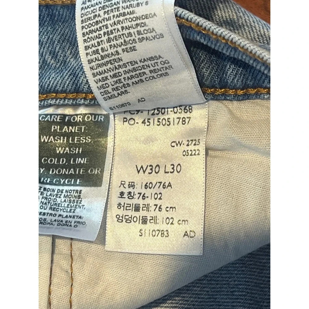 Levis 501 Original Fit Light Wash Straight Leg Button Fly Jeans Mens 32x28
